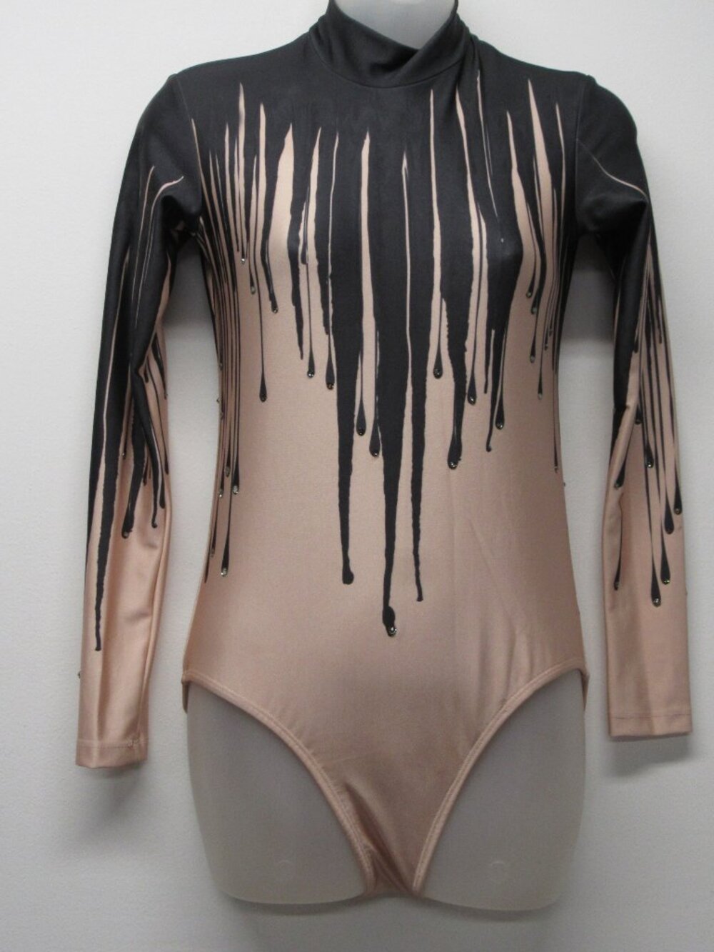 Dance Inked Nude Black Dripping Bling Long Sleeve Leotard Adult sz M Canada